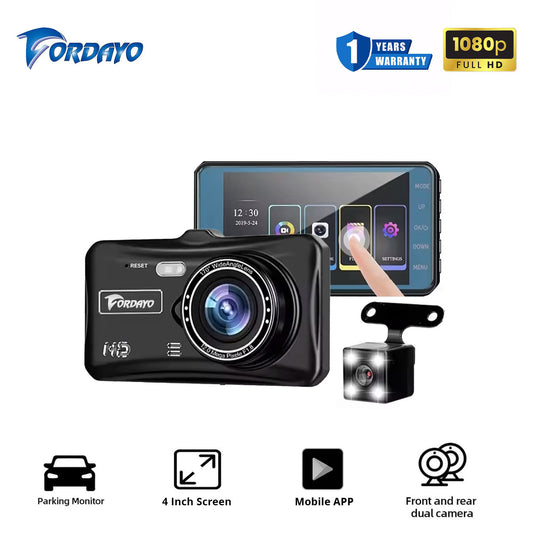 Fordayo FD-8025 front and back dvr recording large screen dashcam car recorder