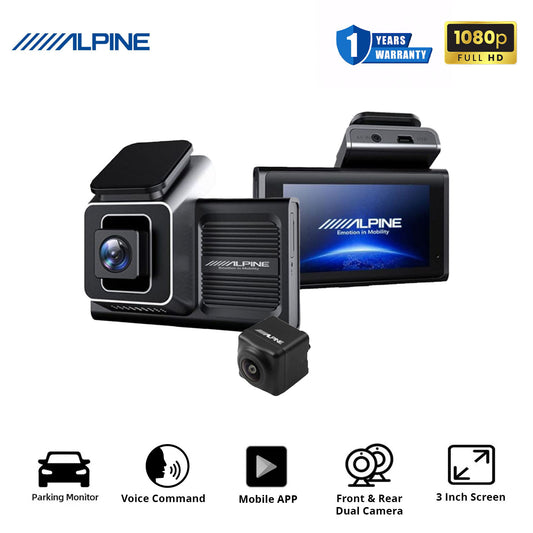 Alpine DVR-M01S dash cam recorder front and back